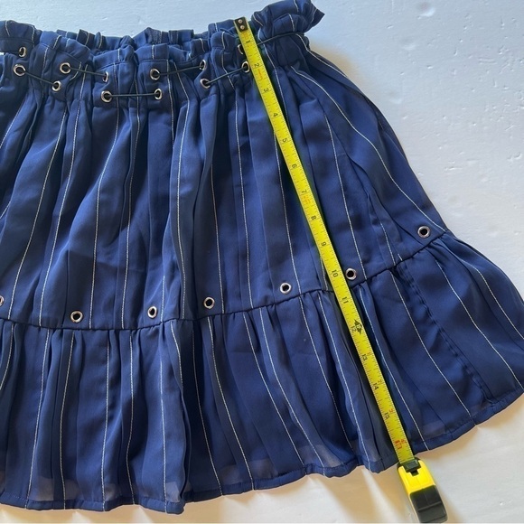 Tularosa navy blue white stripe cord accent ruffle skater mini skirt XS coquette - Picture 5 of 7